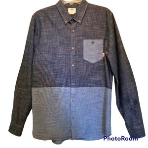 Vans Two Tone Color Block Chambray Shirt Size Medium